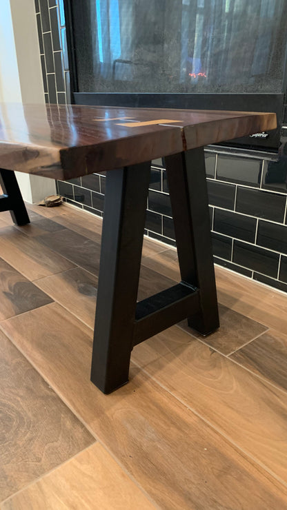 Walnut and Oak Bowtie Bench