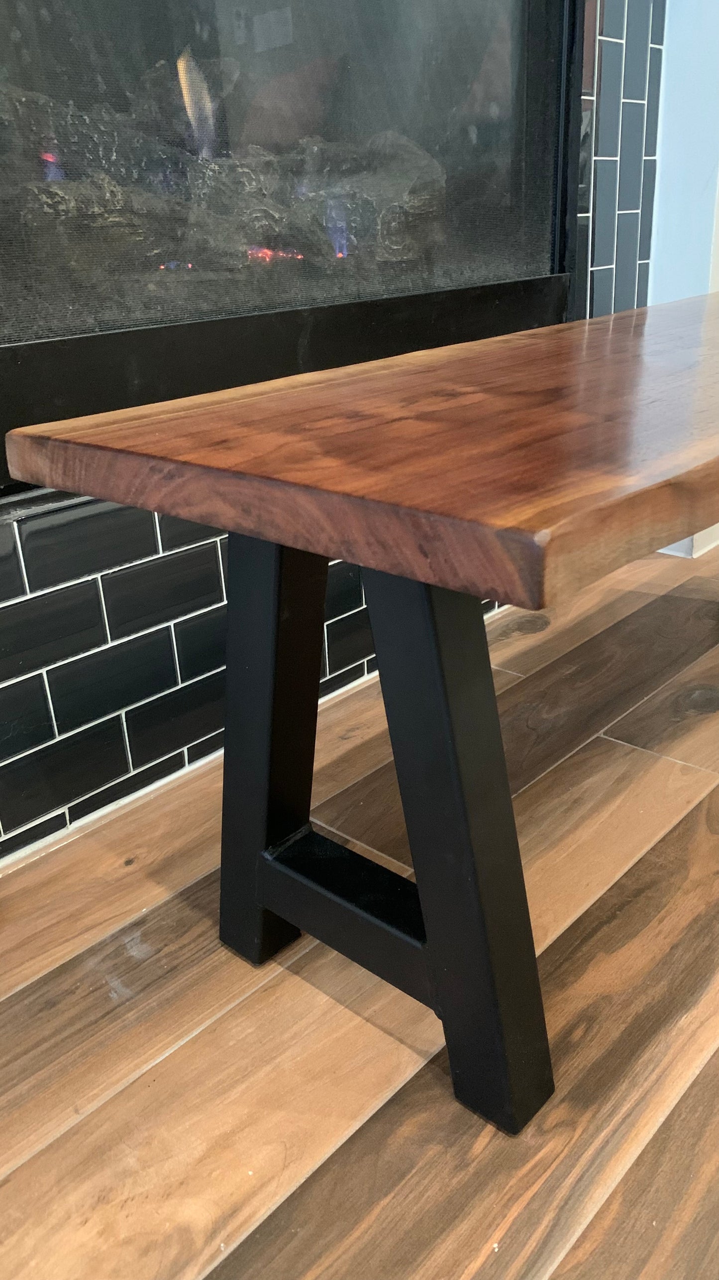 Walnut and Oak Bowtie Bench