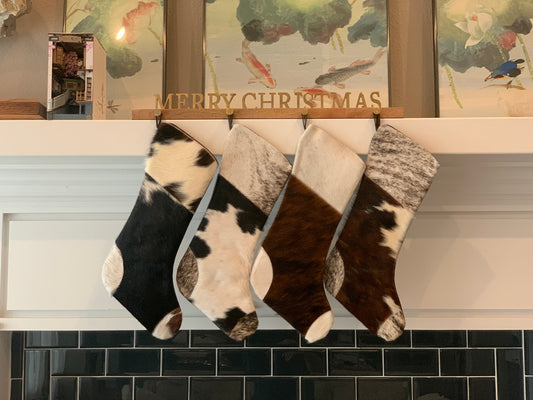 Cowhide Christmas Stockings